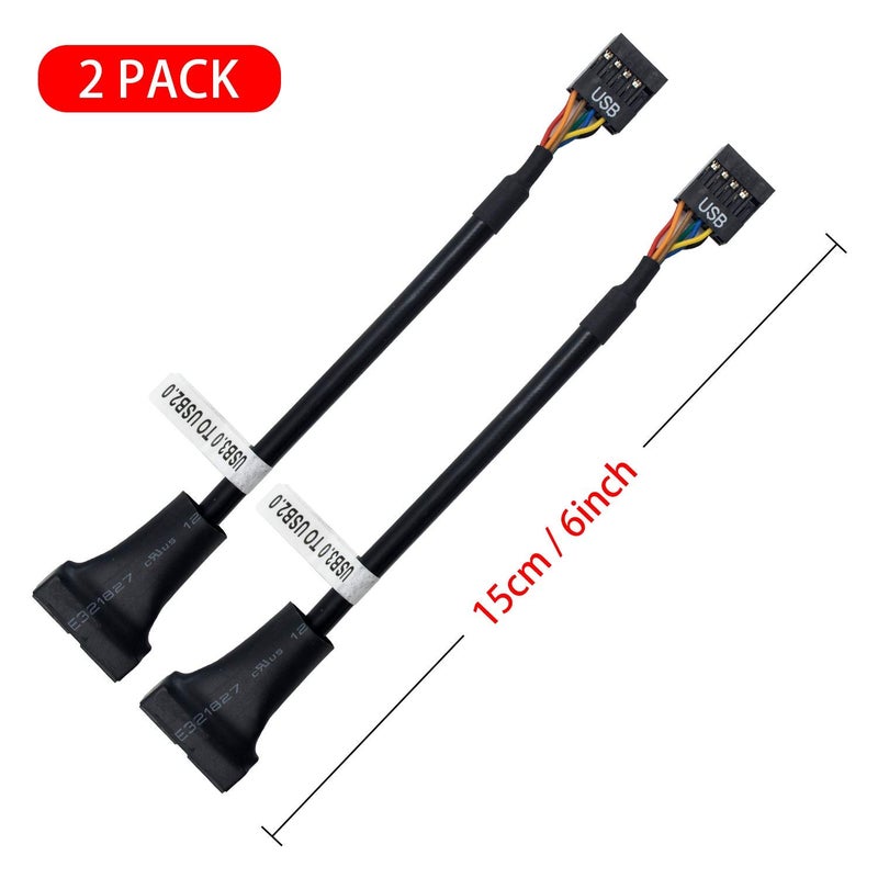 Duttek USB 3.0 Header to USB 2.0,USB 3.0 to USB 2.0 Motherboard Adapter Cable,19 Pin USB3.0 Male to 9 Pin USB2.0 Female Motherboard Cable Adapter Converter 6 inch/15cm (2-Pack) - Image 5